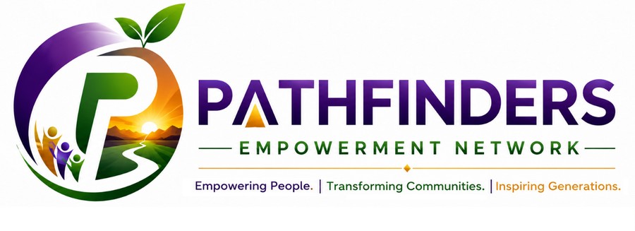 Pathfinders Empowerment Network logo with motto: Empowering People. Transforming Communities. Inspiring Generations.